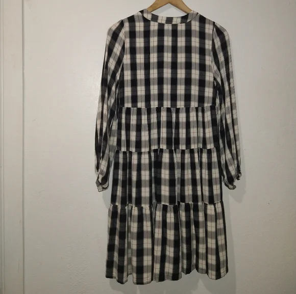ANTHRO' MAEVE Amber Plaid Tiered Tunic Dress - Picture 8 of 9